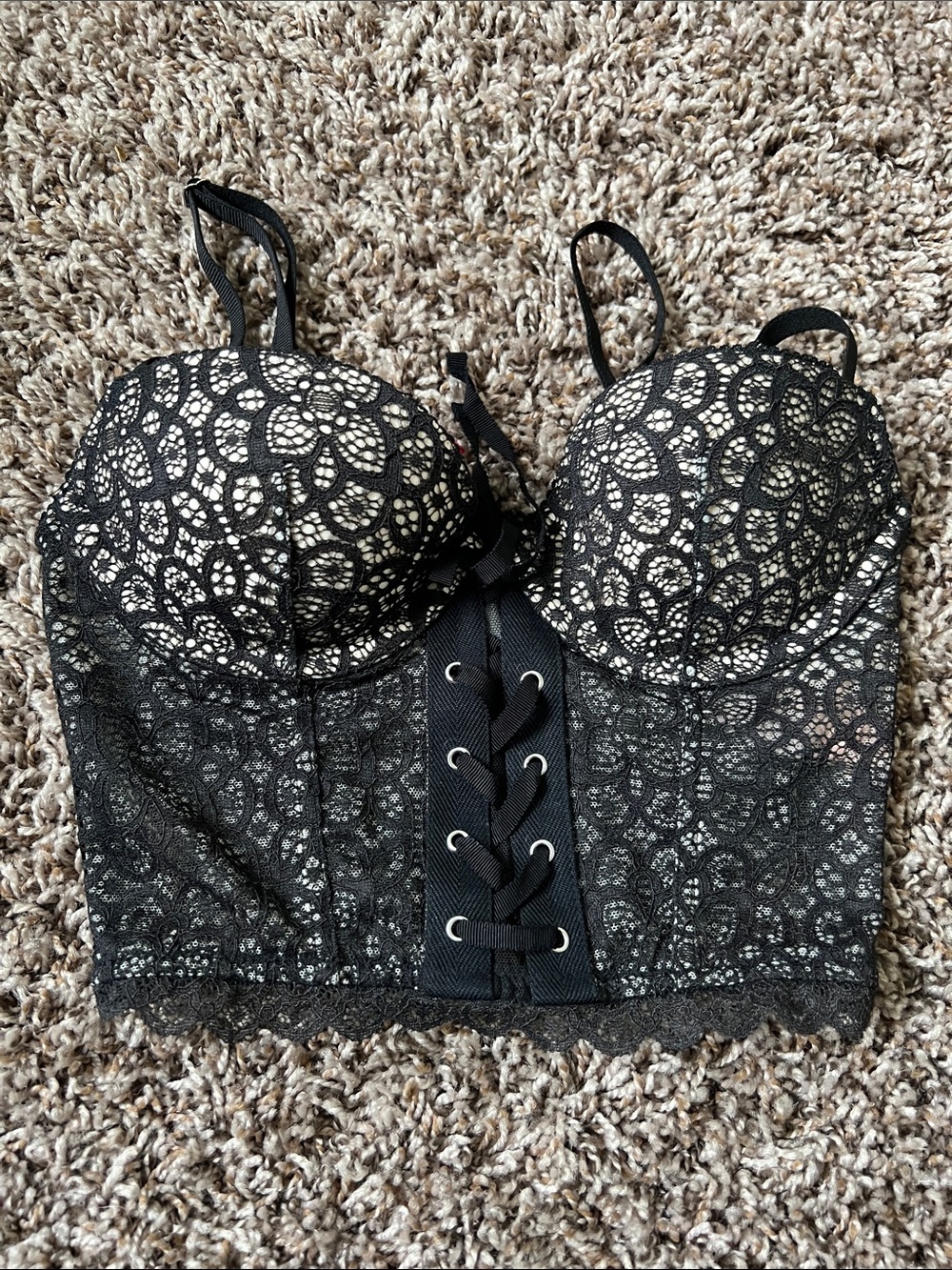 🆕 Victorias Secret Black Lace Longline Bustier Bralette